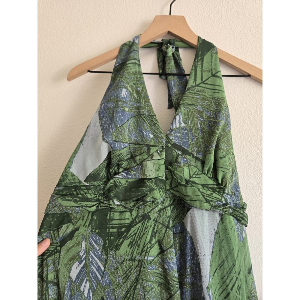 Jonathan Martin 16W Green Floral Halter Midi Dress Forest Garden Fairy Y2k Boho - Picture 4 of 12